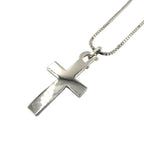 Dior D Logo Cross Motif Metal Silver Necklace — view 2