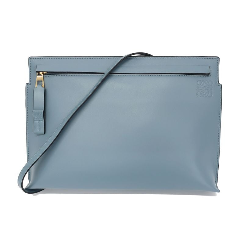 Loewe T Pouch Shoulder Bag Anagram Light Blue Gold Hardware — view 2