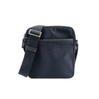 Prada Nylon Saffiano Leather Square Dark Navy Shoulder Bag Silver