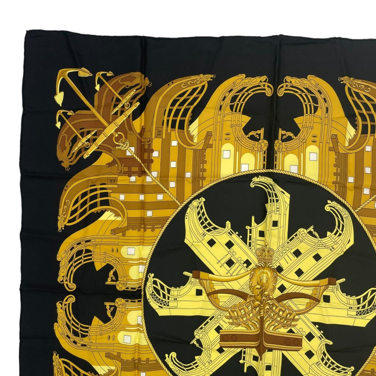 Hermes Scarf Silk Carre 90 Proues Black — view 2