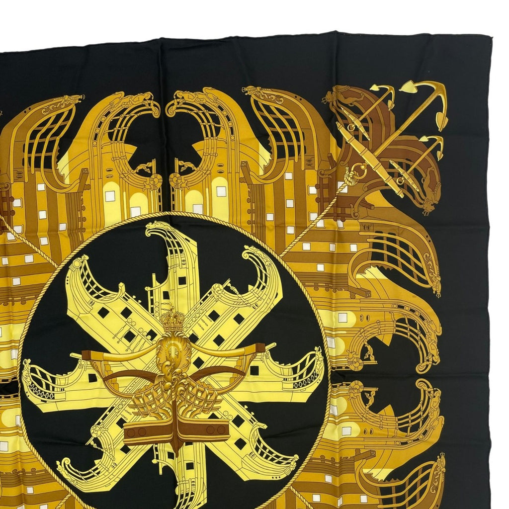 Hermes Scarf Silk Carre 90 Proues Black — view 3