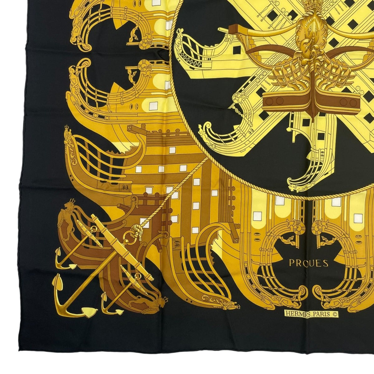 Hermes Scarf Silk Carre 90 Proues Black — view 4