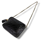 Chanel Quilted Chain Shoulder Bag with Tassel Charm CC Logo Black Lambskin — view 2