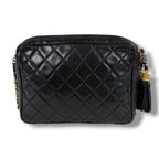 Chanel Quilted Chain Shoulder Bag with Tassel Charm CC Logo Black Lambskin — view 4