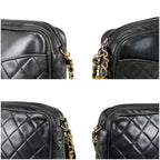 Chanel Quilted Chain Shoulder Bag with Tassel Charm CC Logo Black Lambskin — view 7