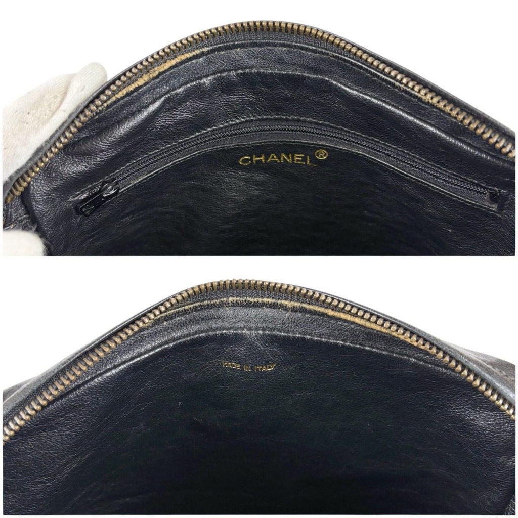 Chanel Quilted Chain Shoulder Bag with Tassel Charm CC Logo Black Lambskin — view 8