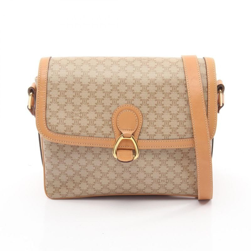 Celine Shoulder Bag Macadam Beige Leather