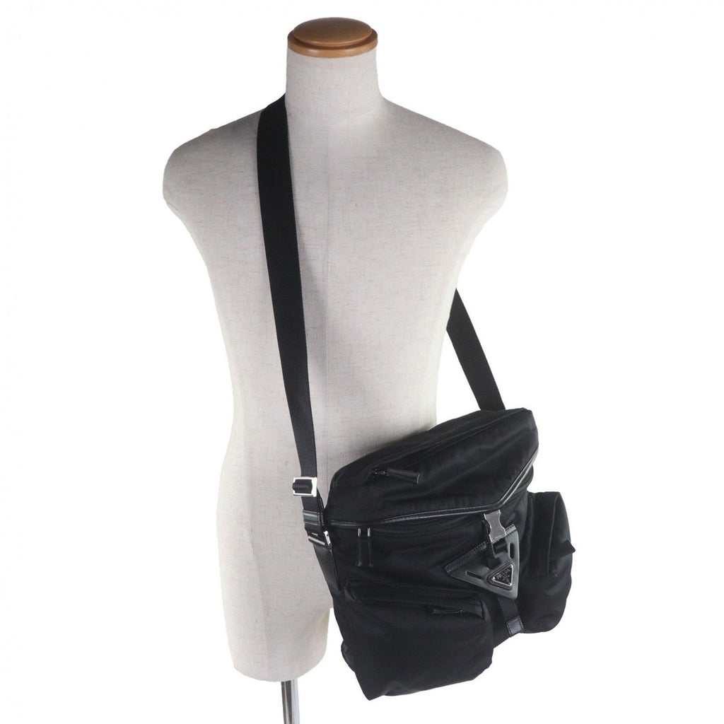 Prada Nylon Leather Re-Nylon Triangle Logo Triangular Plate Messenger Shoulder Bag Book — view 2