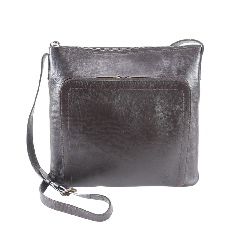 Louis Vuitton Utah Sac Plat Leather Shoulder Bag Messenger Brown