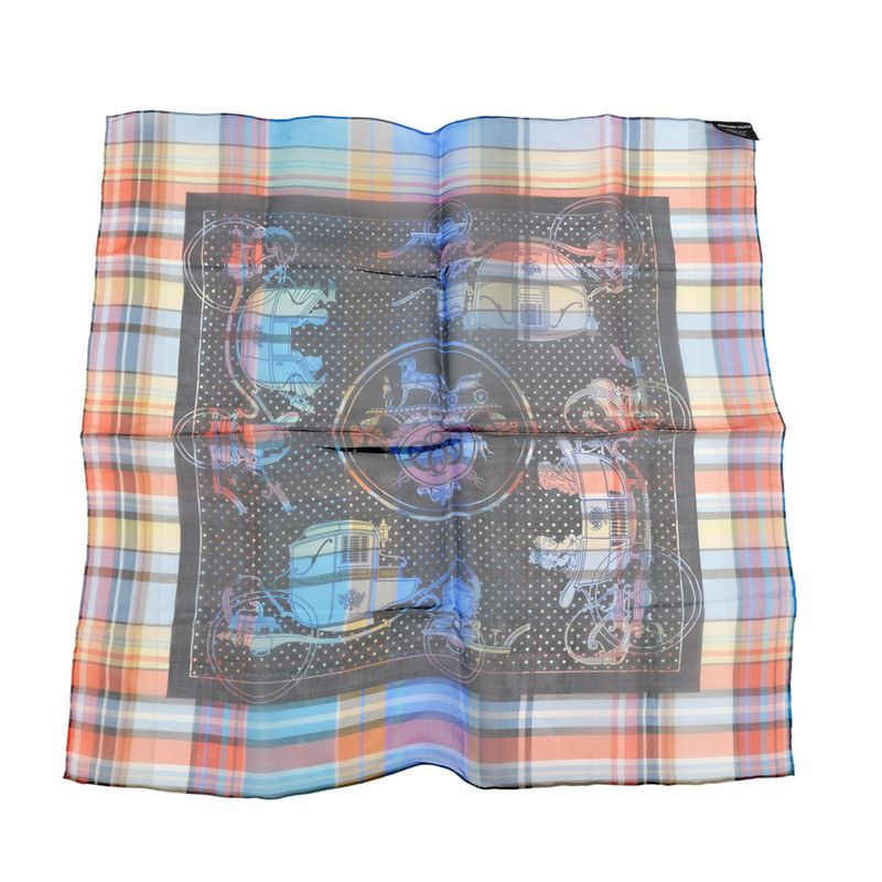 Hermes Carre 55 Scarf Madras Exlibris Bandana Silk Multicolor Accessory — view 2