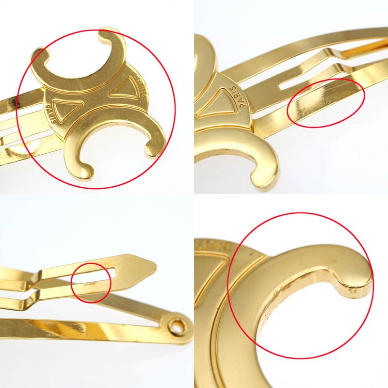Celine Snap Hair Clip Set Of 2 46 Z656 bsl 35 OR Gold Color Accessory — view 8