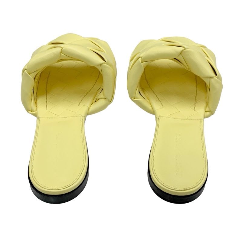Bottega Veneta Lido Sandals Shoes Leather Yellow Flat Mules Intrecciato — view 5