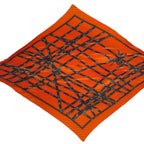 Hermes Scarf Pleated Silk Carre 90 Bolduc Ribbon Pattern Orange — view 3