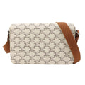 Celine Triomphe Flap Messenger Shoulder Bag Leather Ecru