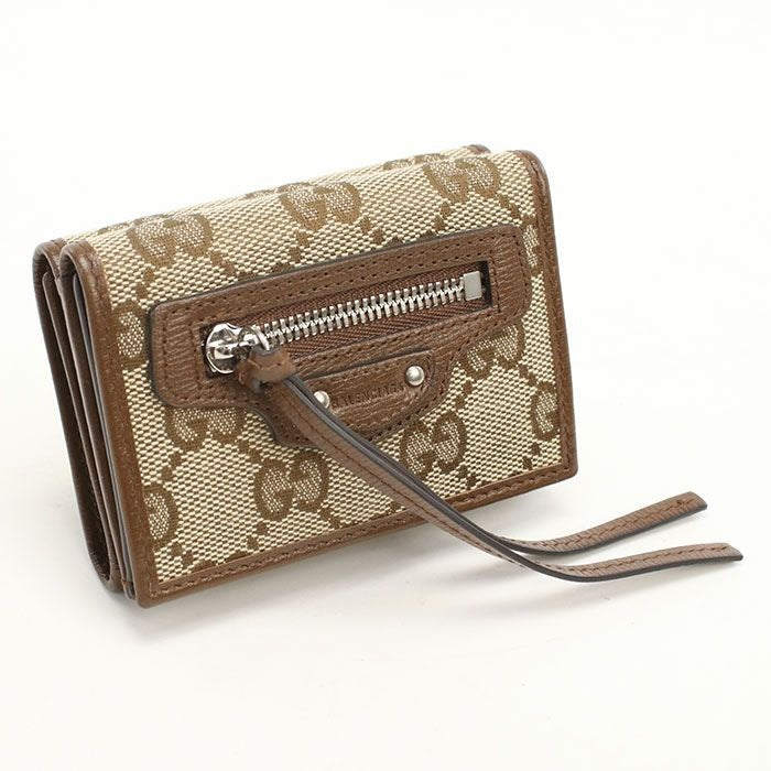 Gucci Compact Wallet GG Canvas Trifold Beige