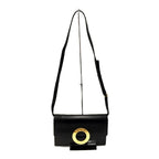 Celine Circle Logo Leather Shoulder Bag Vintage M13 Black