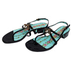 Gucci Bi-sandals 37 1 2 Floral Pattern Black Light Blue Bee Motif — view 2