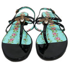 Gucci Bi-sandals 37 1 2 Floral Pattern Black Light Blue Bee Motif — view 4