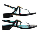Gucci Bi-sandals 37 1 2 Floral Pattern Black Light Blue Bee Motif — view 6