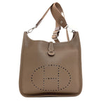 Hermes Evelyne 3 PM Etoupe Silver Shoulder Bag Taurillon