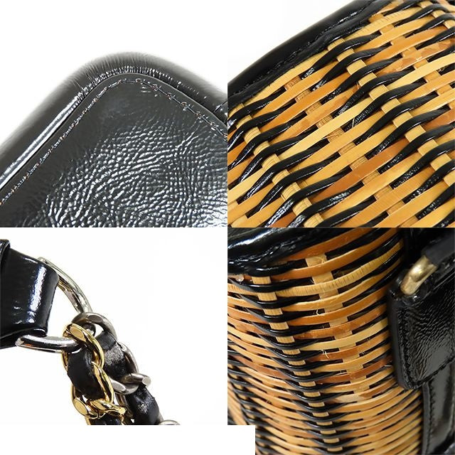 Chanel Gabrielle de Chanel Black Natural Silver Rattan Chain Shoulder Bag — view 7