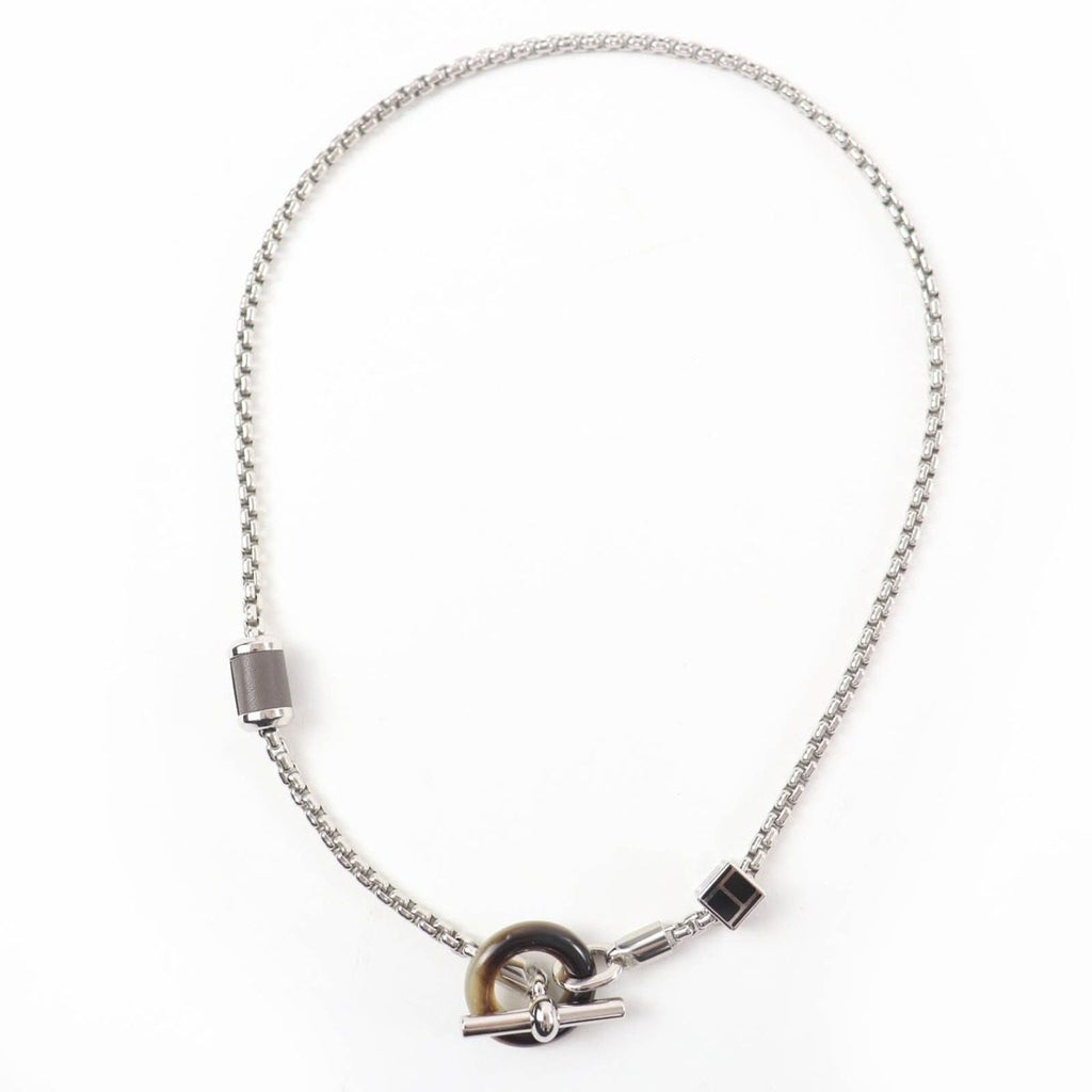 Hermes Meli Melo H Logo Pendant Necklace Silver Black — view 2