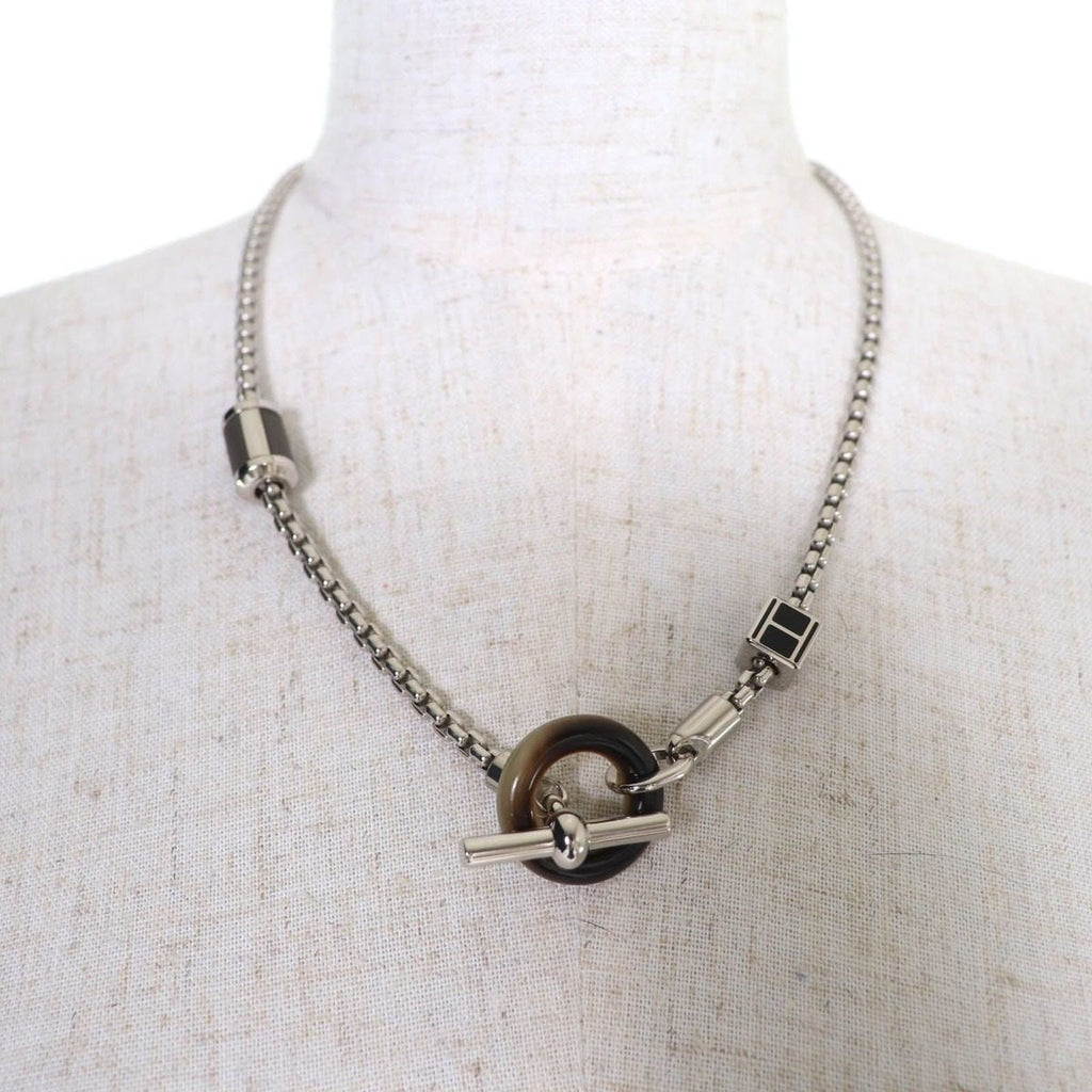 Hermes Meli Melo H Logo Pendant Necklace Silver Black — view 3