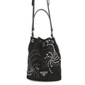 Prada Drawstring Rhinestone Studded Beads Nylon 2-Way Shoulder Bag Black
