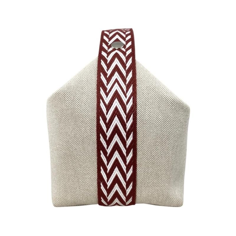 Hermes Bath Pouch Bride-a Black GM Toile Canvas H Logo Zigzag Rouge Ash Red — view 4
