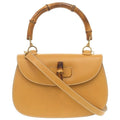 Gucci 2-Way Bamboo 000 1364 0633 Leather Yellow Handbag 0145