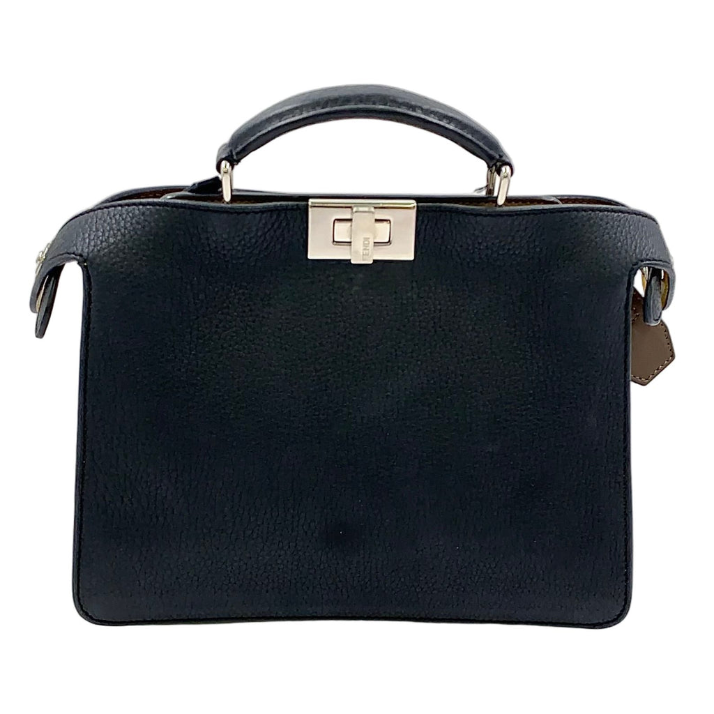 Fendi Peekaboo Eye Small Leather Black Handbag Silver