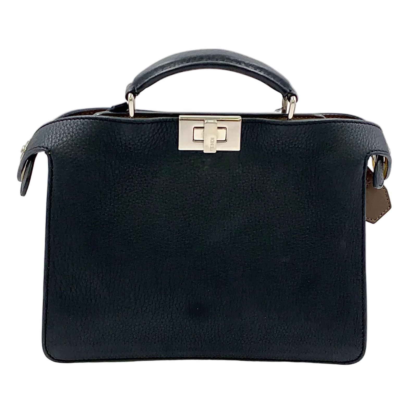 Fendi Peekaboo Eye Small Leather Black Handbag Silver