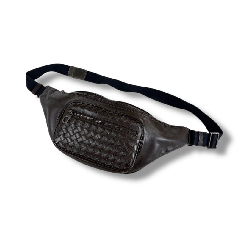 Bottega Veneta Intrecciato Leather Waist Pouch Crossbody Bag Dark Brown — view 2