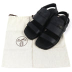 Hermes Giacomo Logo Ankle Strap Leather Comfort Sandals Black — view 2
