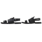 Hermes Giacomo Logo Ankle Strap Leather Comfort Sandals Black — view 3