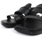 Hermes Giacomo Logo Ankle Strap Leather Comfort Sandals Black — view 5