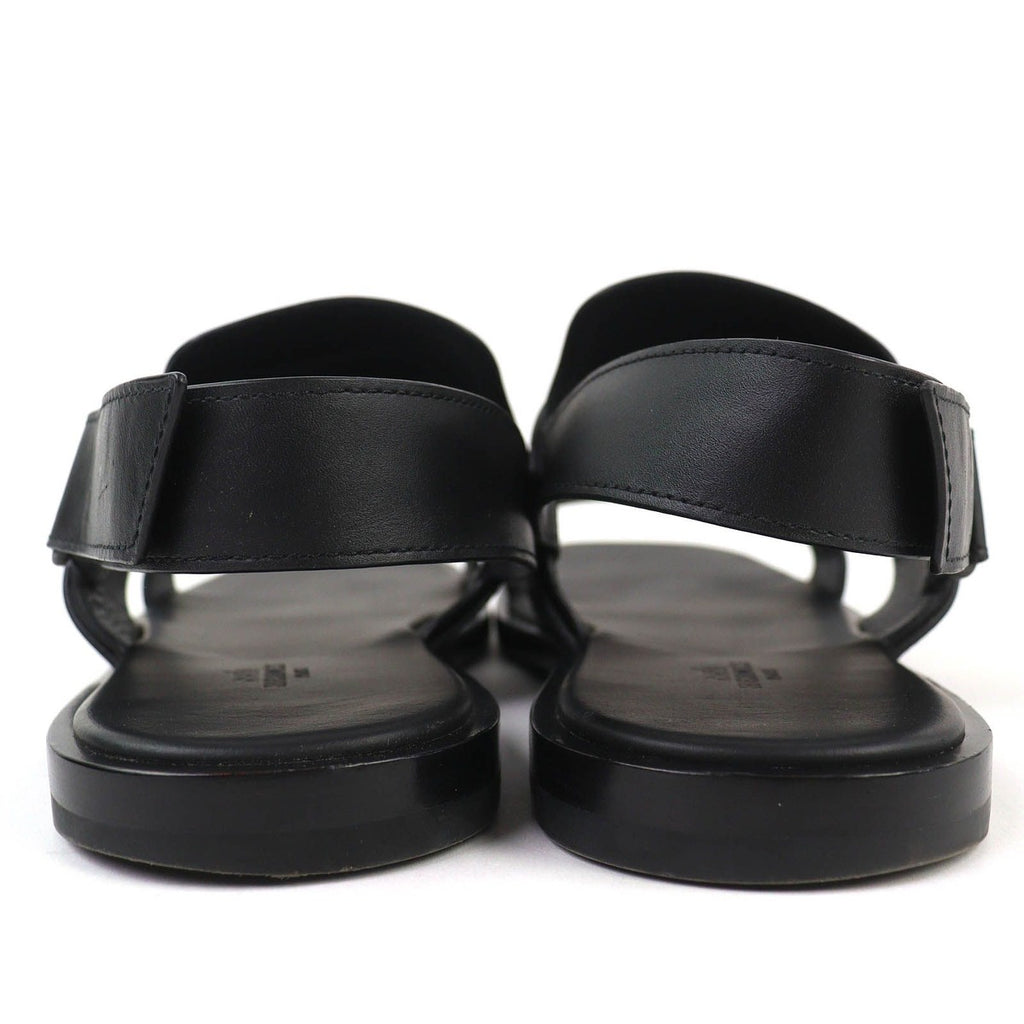 Hermes Giacomo Logo Ankle Strap Leather Comfort Sandals Black — view 6