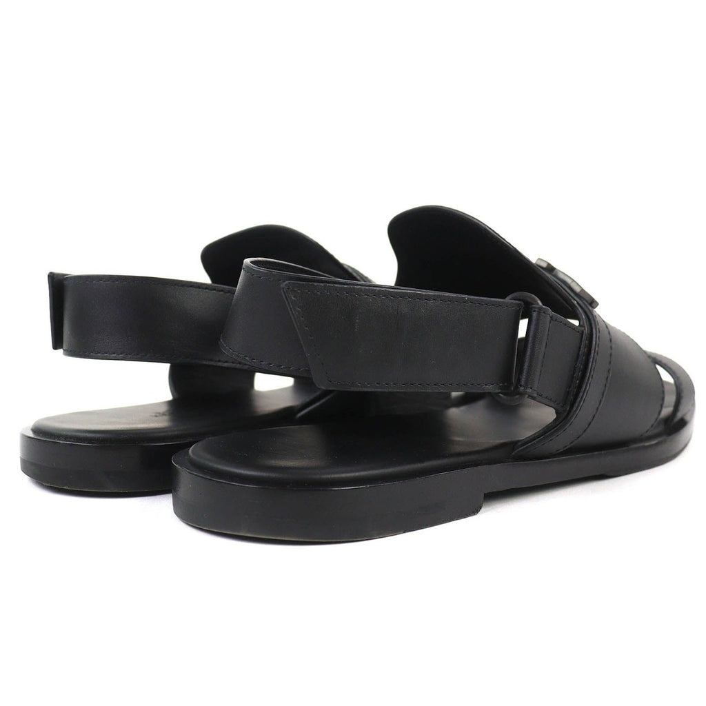 Hermes Giacomo Logo Ankle Strap Leather Comfort Sandals Black — view 7