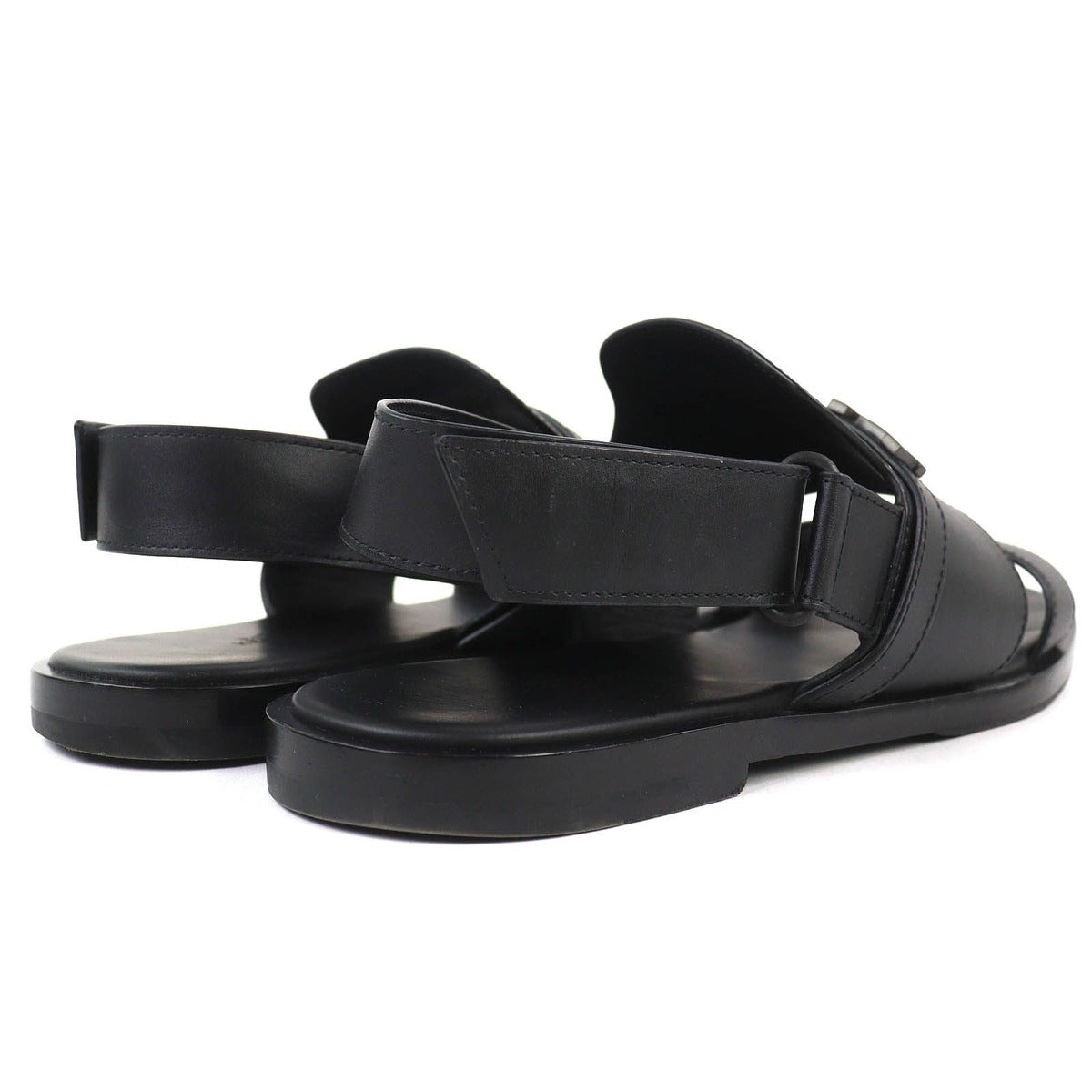 Hermes Giacomo Logo Ankle Strap Leather Comfort Sandals Black — view 7