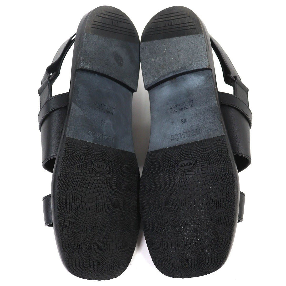 Hermes Giacomo Logo Ankle Strap Leather Comfort Sandals Black — view 8
