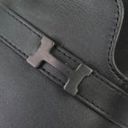 Hermes Giacomo Logo Ankle Strap Leather Comfort Sandals Black — view 9