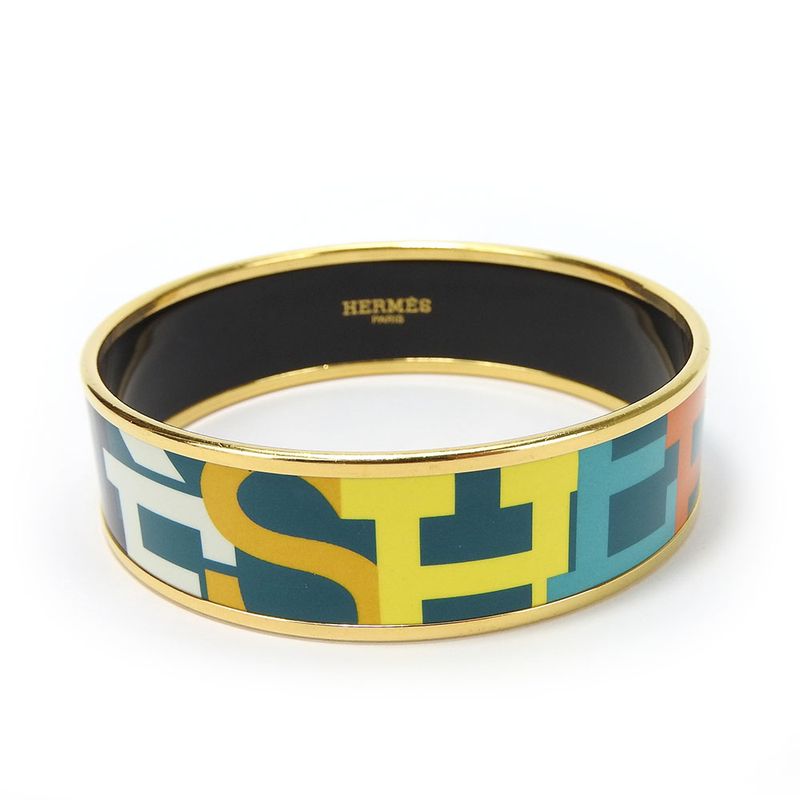 Hermes Bracelet Emile Enamel Metal Greenish Multicolor Gold Hardware — view 3