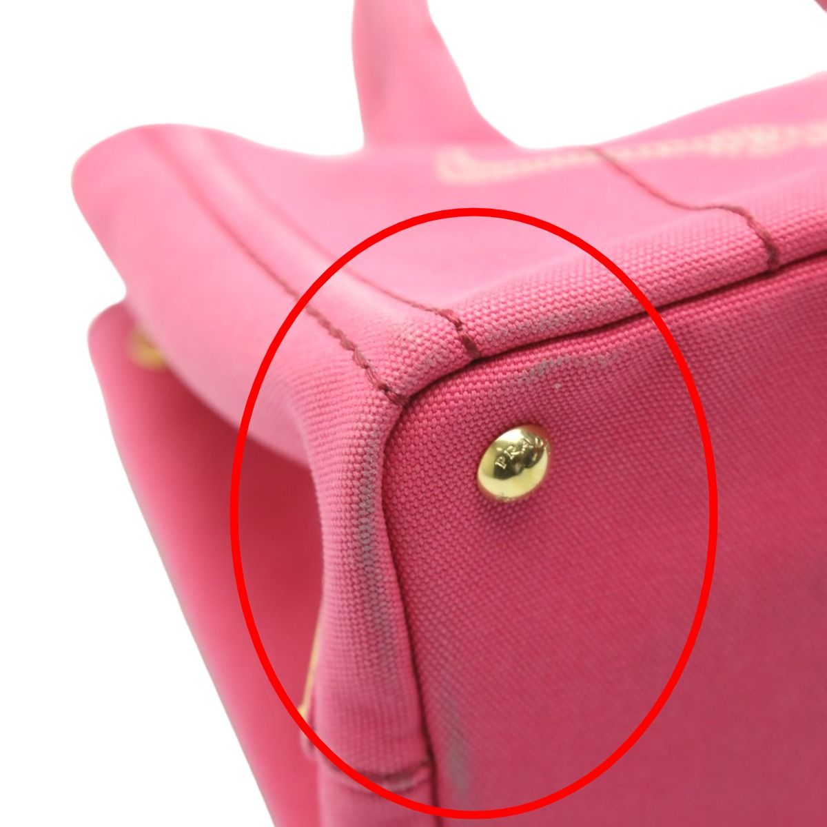 Prada 1 Bg439 Cotton Canvas Tote Bag Canapa Mini Pink — view 7