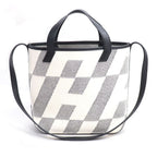 Hermes Toile Ash H Ambier PM 2-Way Shoulder Bag White Black