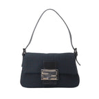 Fendi Zucchi Mini Mamma Bucket Shoulder Bag Canvas Leather Black
