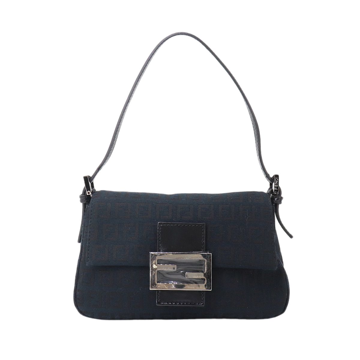 Fendi Zucchi Mini Mamma Bucket Shoulder Bag Canvas Leather Black