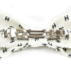 Chanel Barrette Aaa821 Ribbon White Logo COCO Silver Hardware Hair — view 7