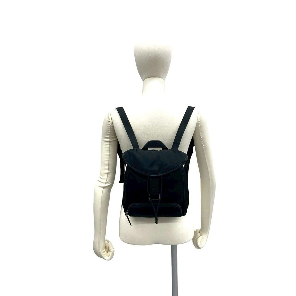 Gucci Log Nylon Leather Drawstring Mini Backpack Black — view 2