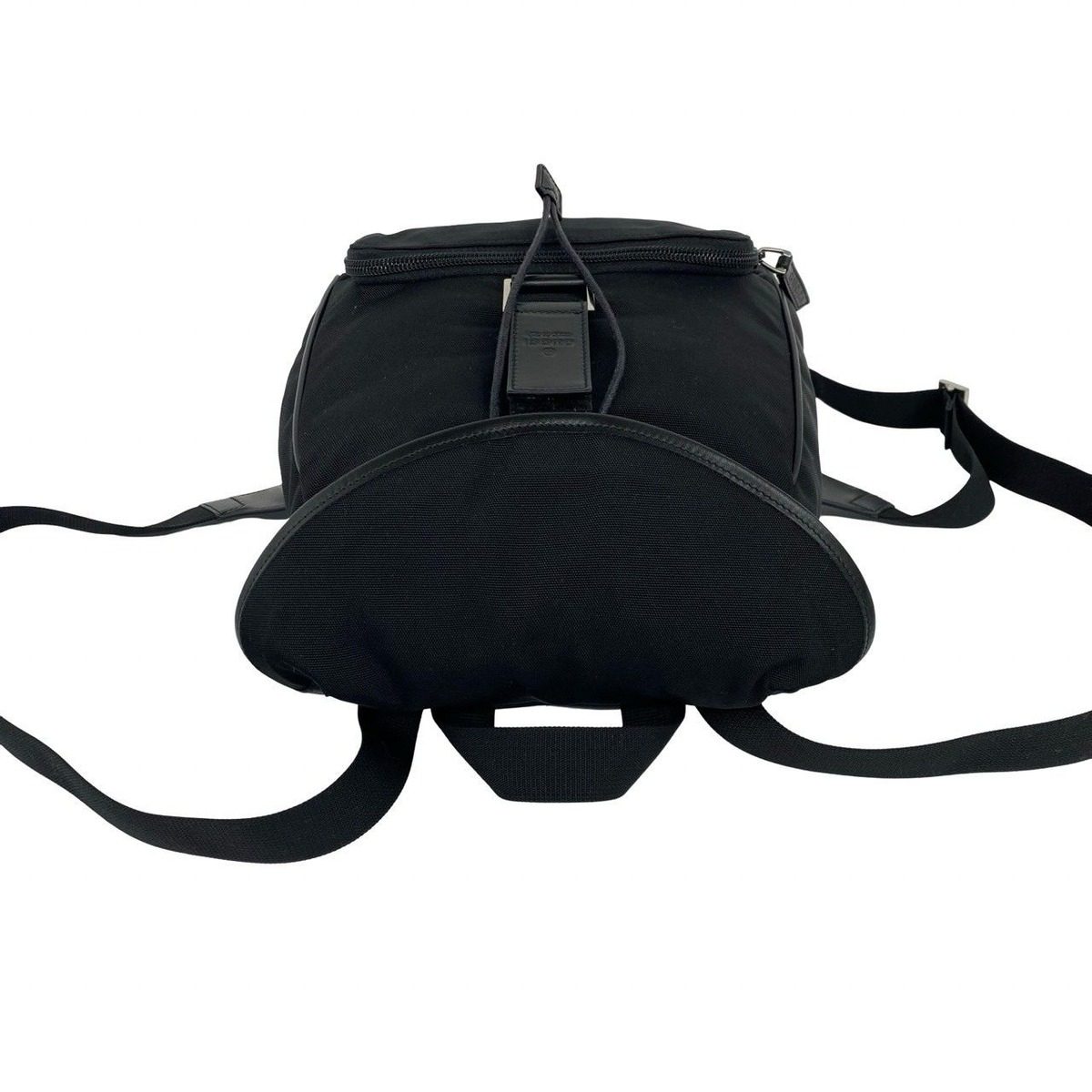 Gucci Log Nylon Leather Drawstring Mini Backpack Black — view 4