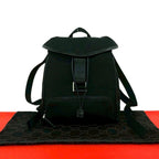 Gucci Log Nylon Leather Drawstring Mini Backpack Black
